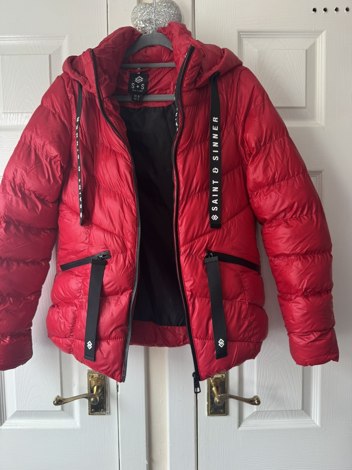 Saint & Sinner Red Puffer Jacket Size Uk 10 New Without Tags Women’s Clothing