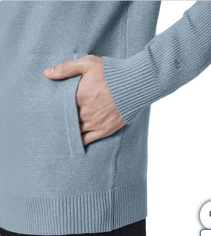 Modern Ambition Men’s Full Zip Hooded Sweater, 4‑Way Stretch, Small, Color Blue