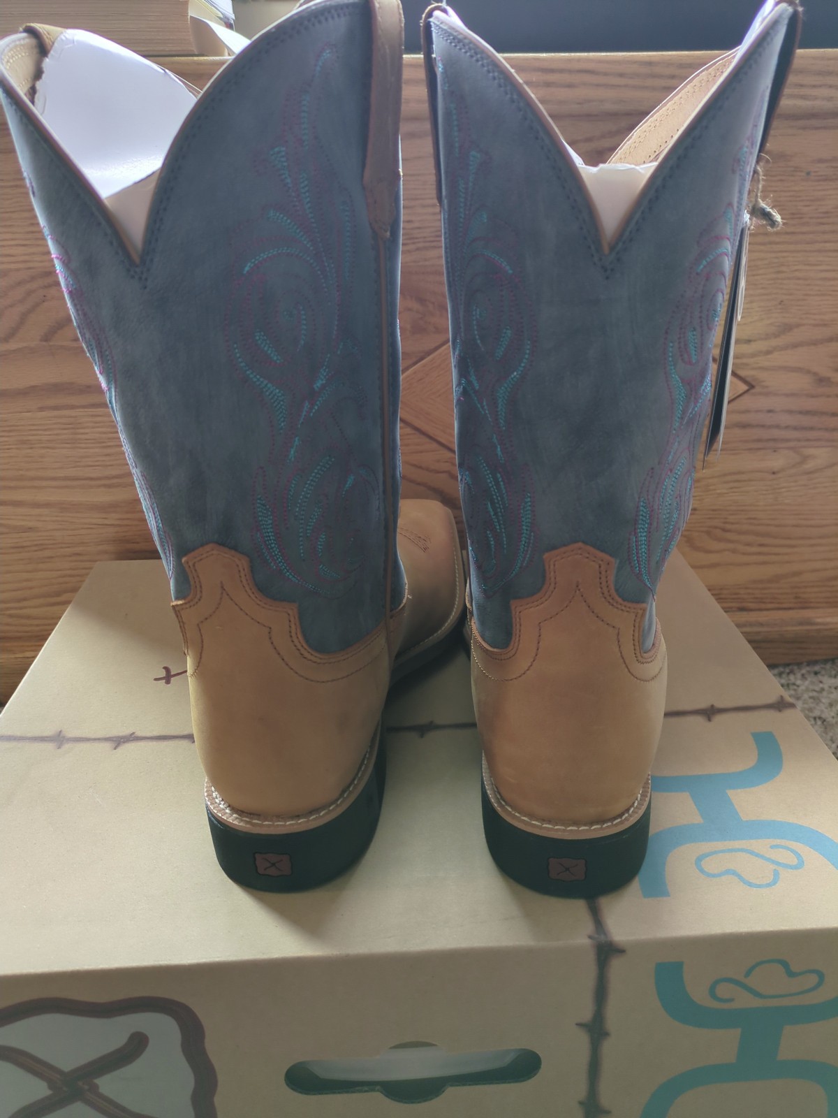 NEW Twisted X® Men’s Hooey Peanut And Teal Square Toe Boots MHY0034 Size 13 D