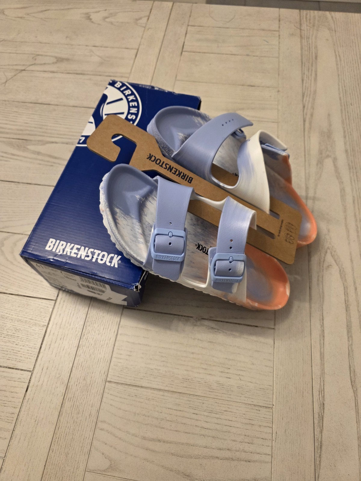 Birkenstock Arizona EVA Coral Peach Multi – Size Ladies 10 – New in Box