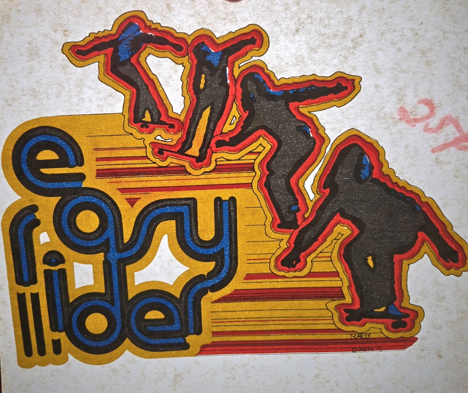 Original VINTAGE 1970s Heat Transfer Easy Rider Skateboard Iron On