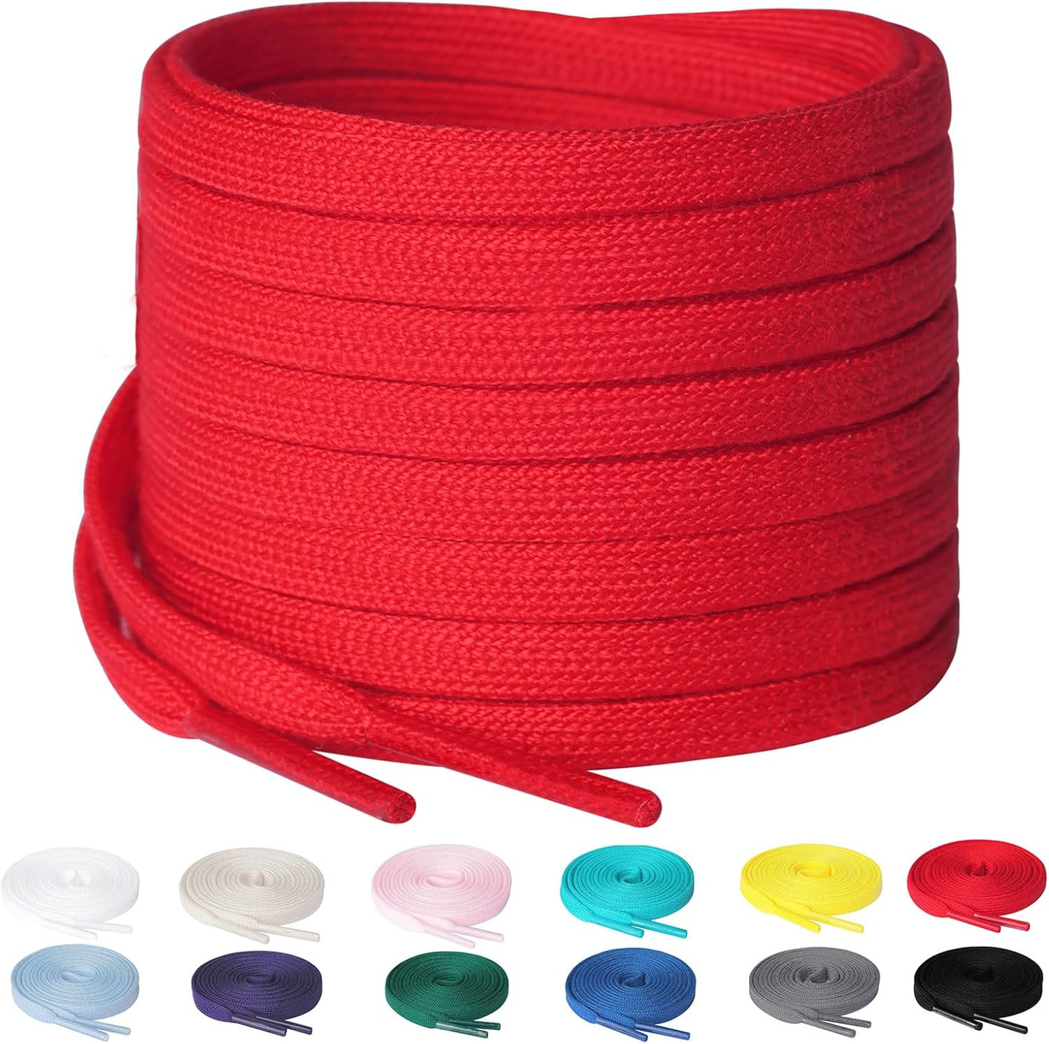 2 Pairs 1/4″ Flat Shoe Laces for Sneakers 11 Colors Athletic Shoelaces in 31″ –