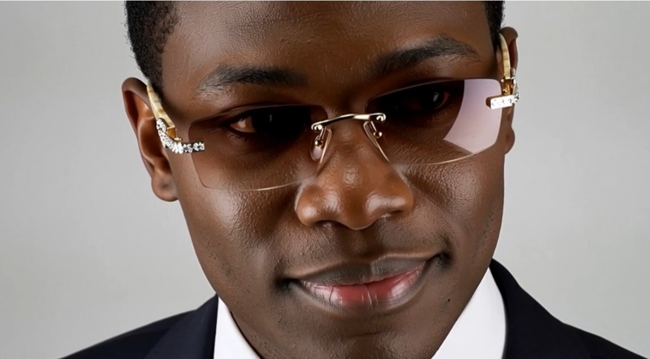 Diamond Sunglasses BUFF’S BLUE lens gold Buffs Retro vintage Hip Hop rapper Iced
