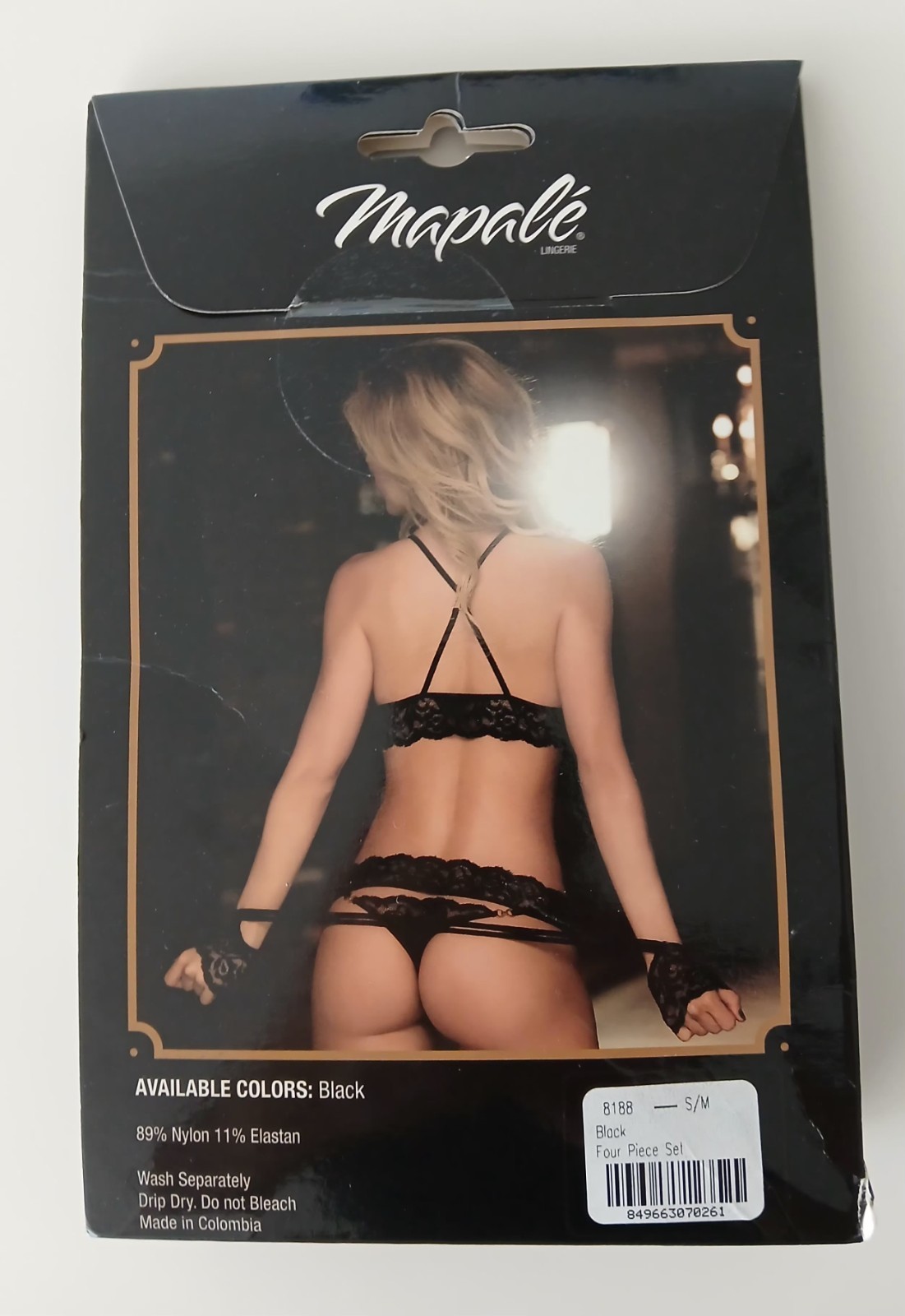 Mapale Lingerie 8188 New 4 Piece Set Color Black Size Small With Eye Mask Cute