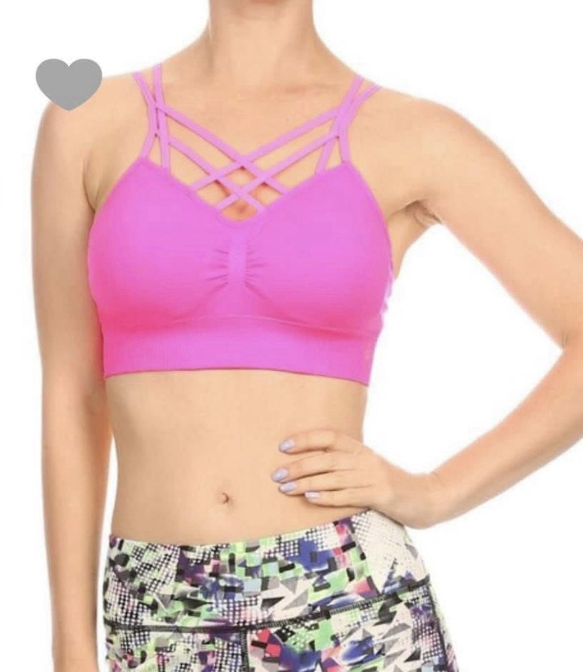 Amazing Sports Women’s Pink Strappy Sports Bra L/XL Medium Support Wireless