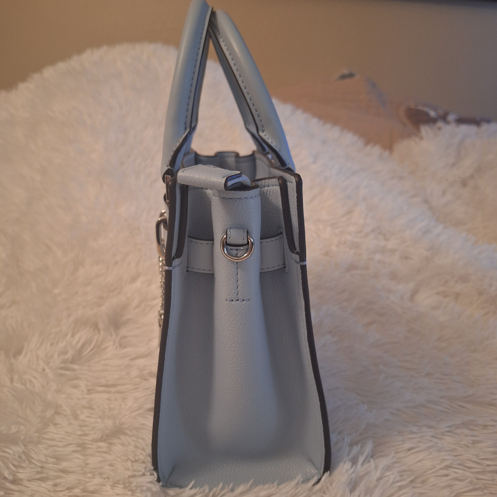 Michael Kors Hamilton Blue Monogram Satchel Top Handle Zip w/ Detachable Strap