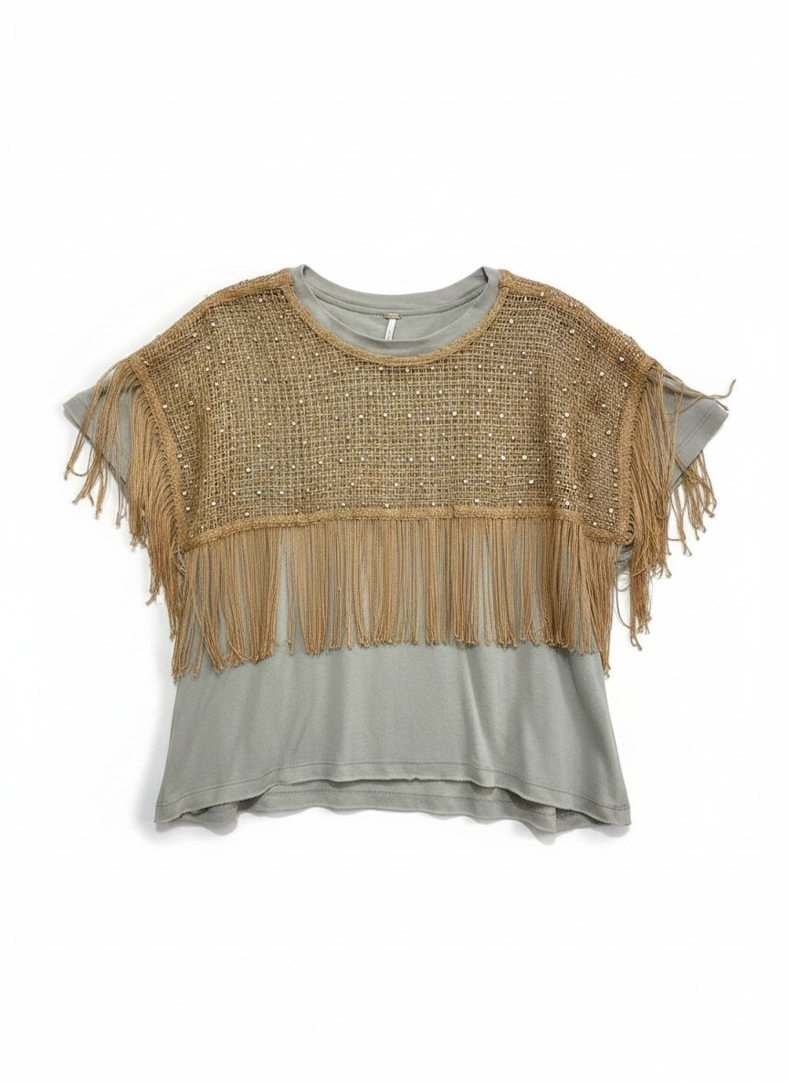 Free People Midnight Rodeo Top Size Medium NWT Fringe Boho Hippie