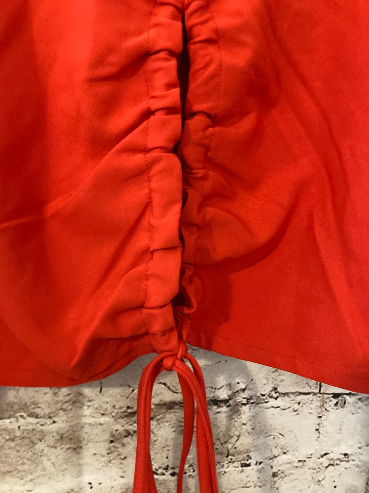H&M Crop Top Womens Large Red Open Tie Up Front Ultra Cropped Conscious Choice