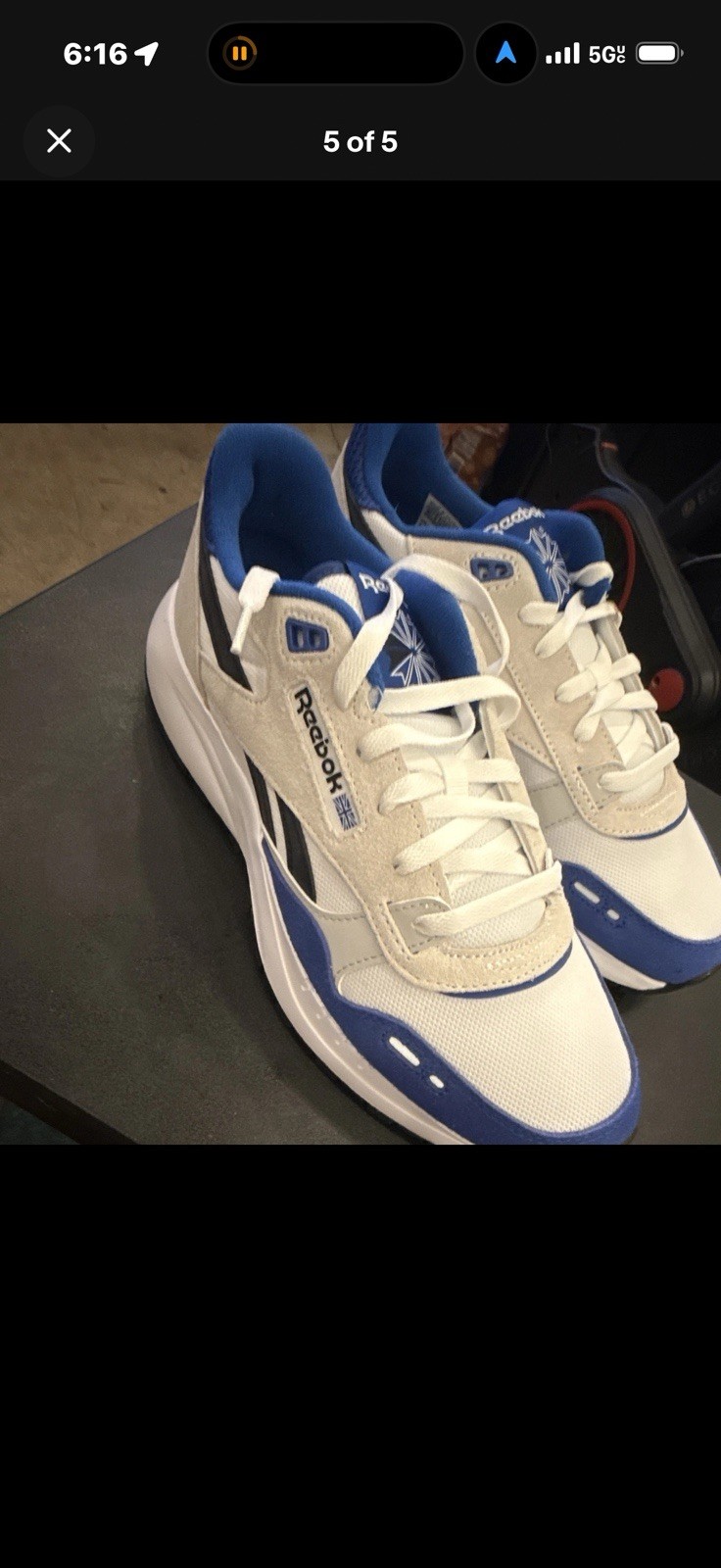 Reebok Classic Leather 2400 Low Top Suede Lace-Up Sneakers White/Blue/Black