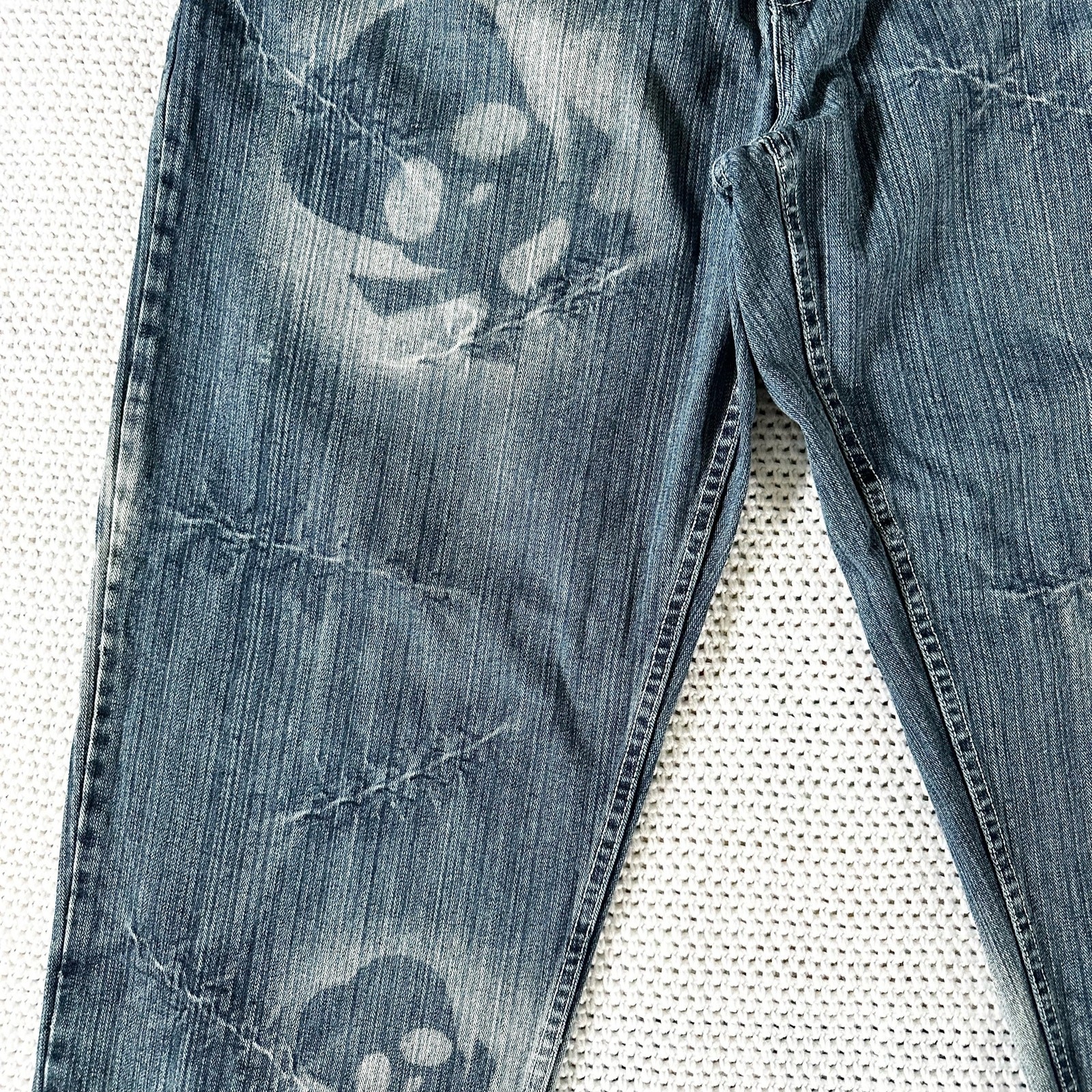 Muka Jeans Baggy Y2K Airbrushed Skull Stitches All Over Design Grunge Jeans 42