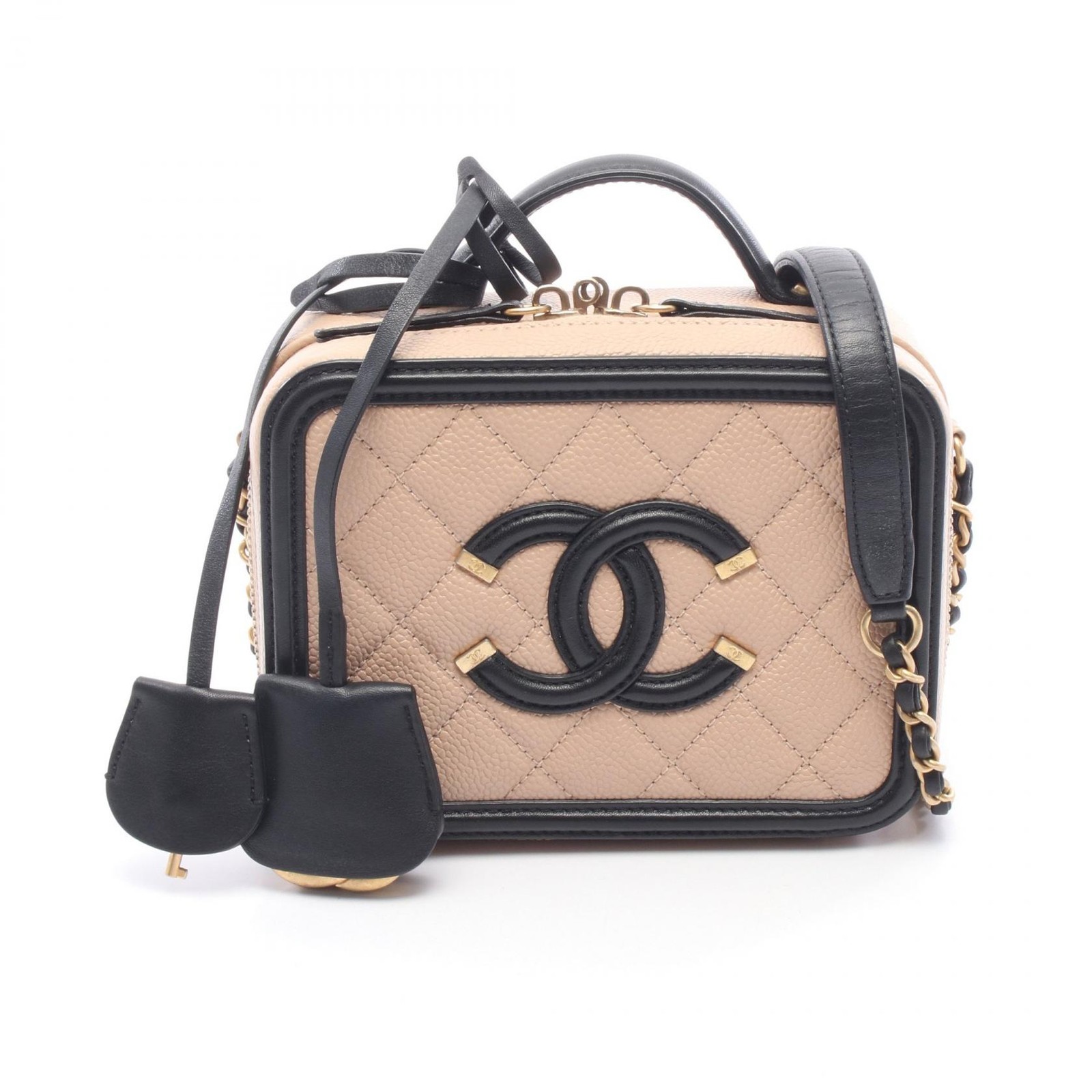 CHANEL CC Figley Small Vanity 2WAY Shoulder Bag A93342 Calfskin leather GHW