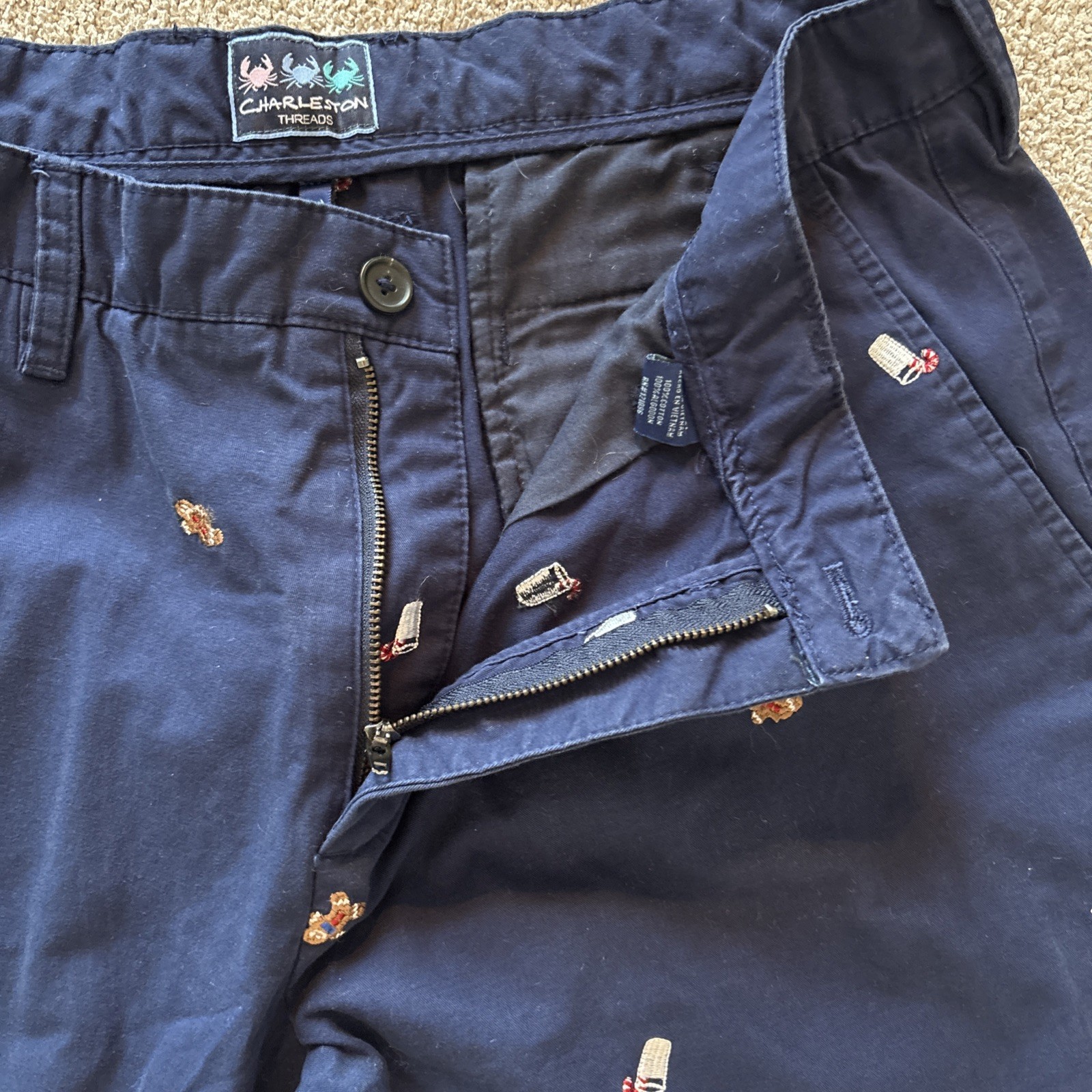 Charleston Threads Cookies Milk Pants 35×29 Navy Embroidery Gingerbread Ivy Prep