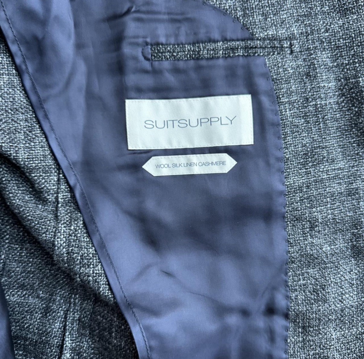 Suitsupply Charcoal Grey Wool Silk Linen Cashmere Jacket 40R