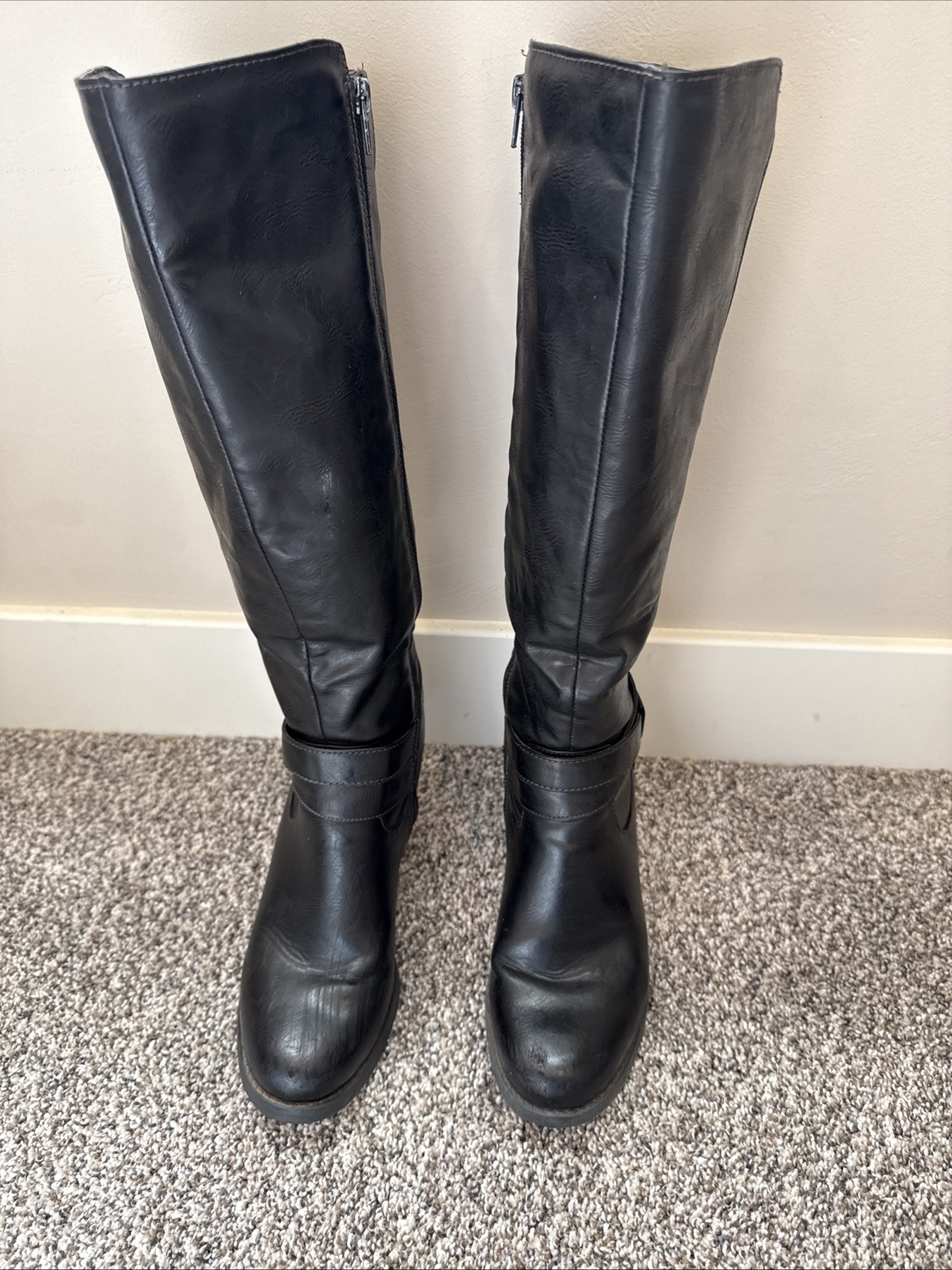 Natural Soul Womens Black Knee High Boots Size 9.5M All Man Made Material
