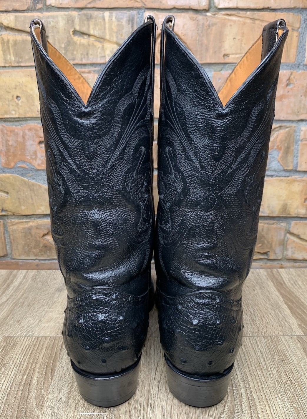 Don Cucos Boots Full Quill Black Ostrich Boots