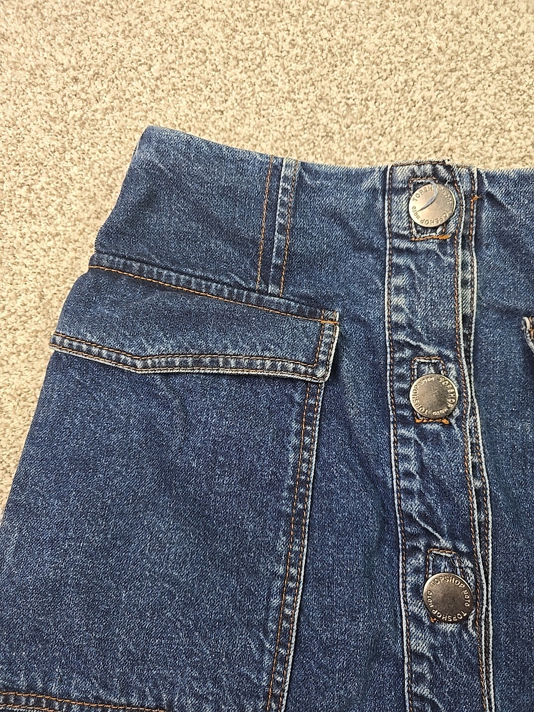 Topshop Moto Skirt Womans 28 Blue Denim Mini City Preppy School College
