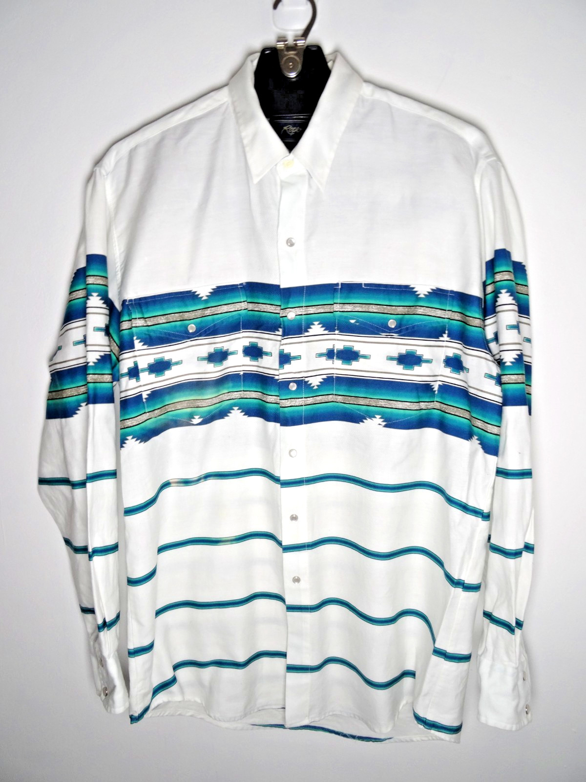 Vintage Roper Western Pearl Snap Shirt Medium Tall Mens 90s Cowboy USA White