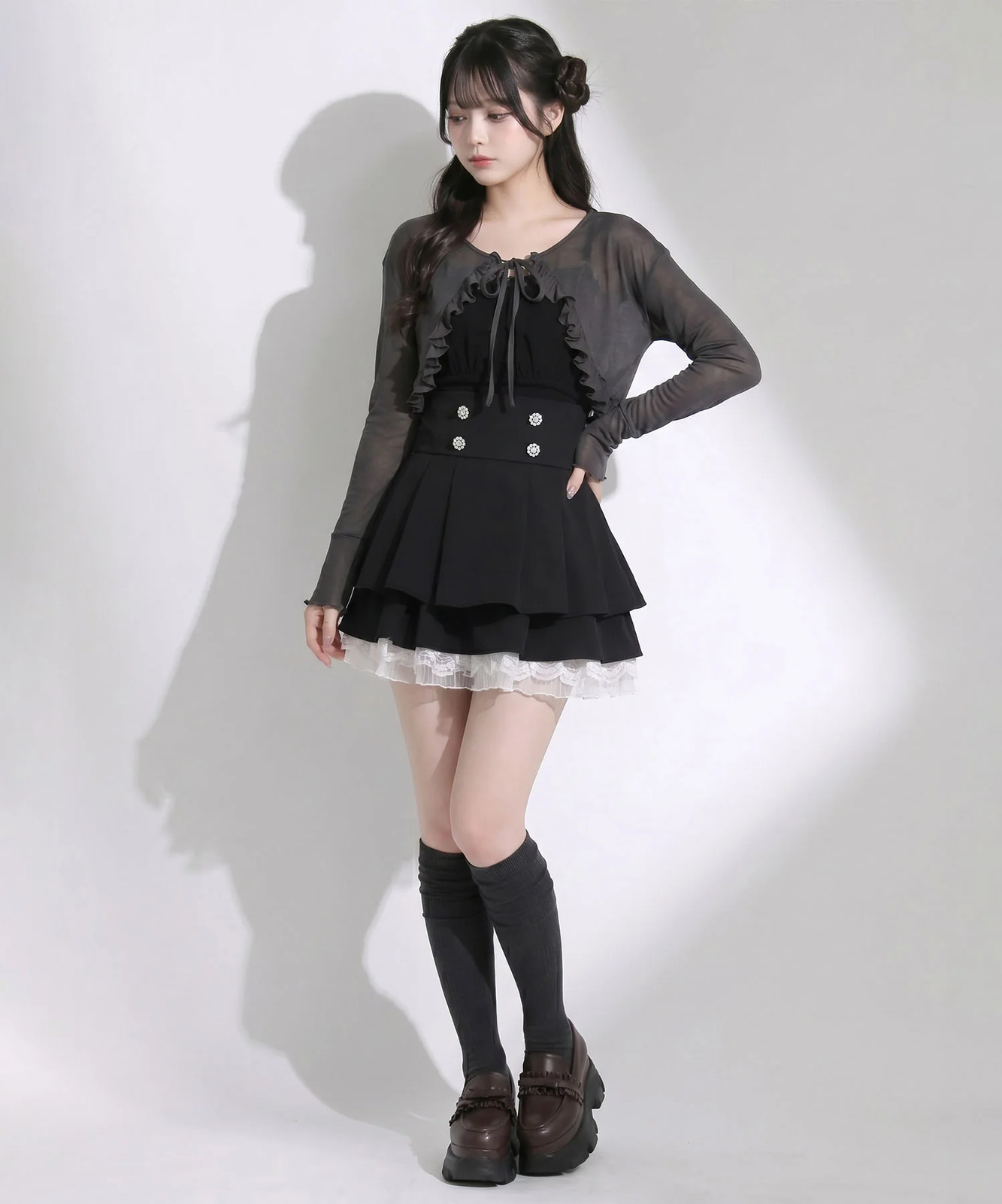 5 Way sheer bolero set tiered long cami dress Jirai New