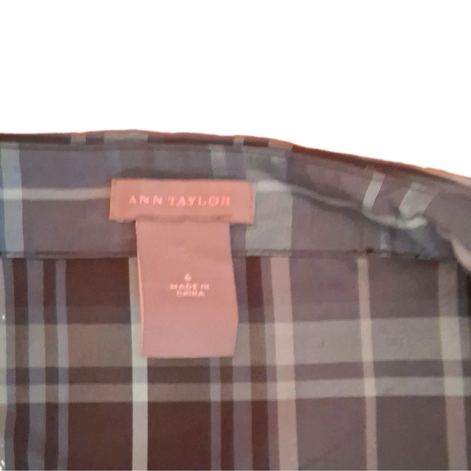 Ann Taylor Women’s Teal Green Black Plaid Collared Button-Up Long Sleeve Shirt 6