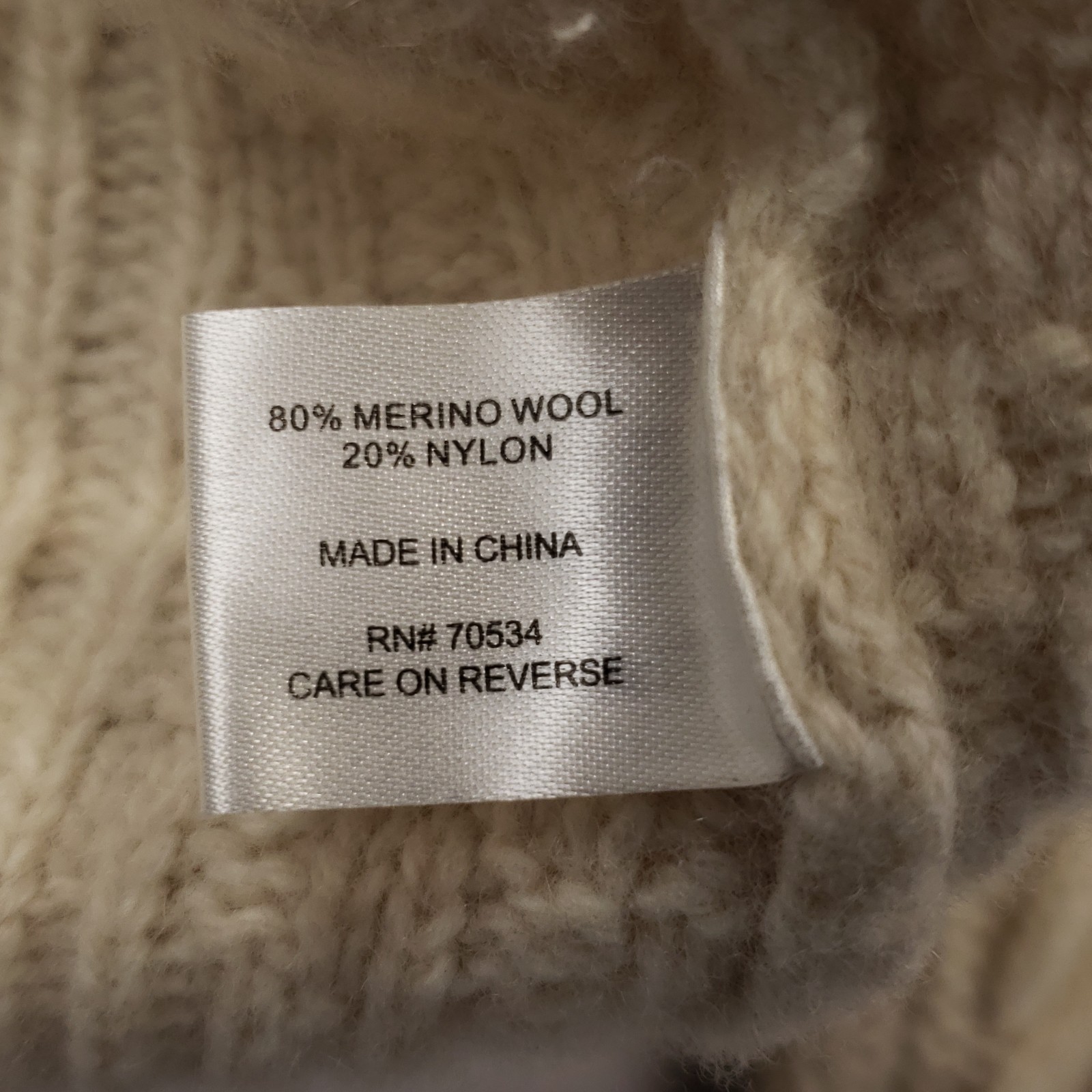 Orvis Sweater Men Medium Cream Cable Knit Merino Wool Blend Crew Neck Fisherman