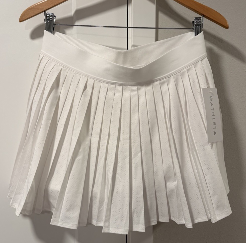 Athleta Match Point Pleated Lasercut Skort Skirt Golf Tennis White Women’s XL