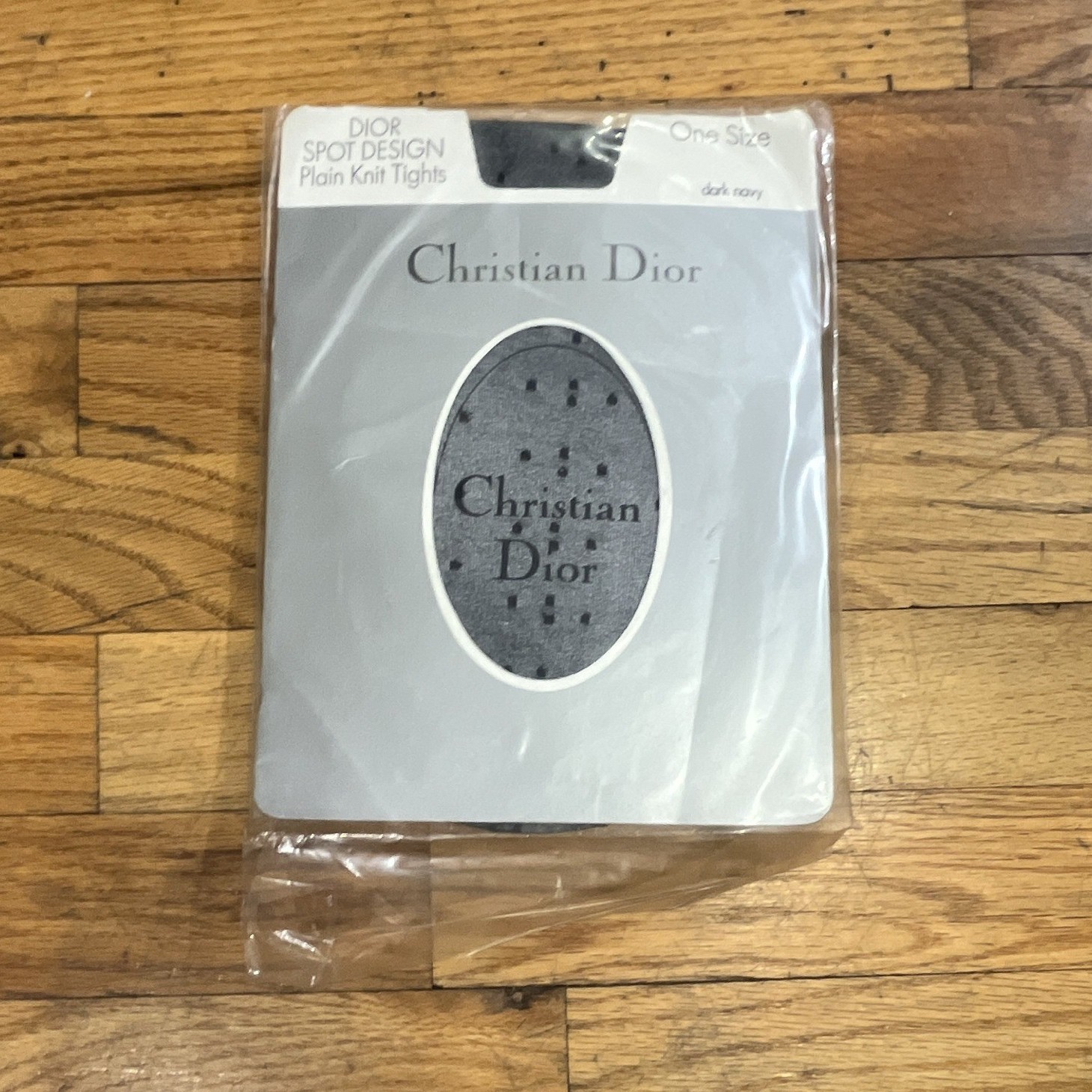 Christian Dior Spot Sheer 15 Denier Nylon Tights, Dark Navy, One Size