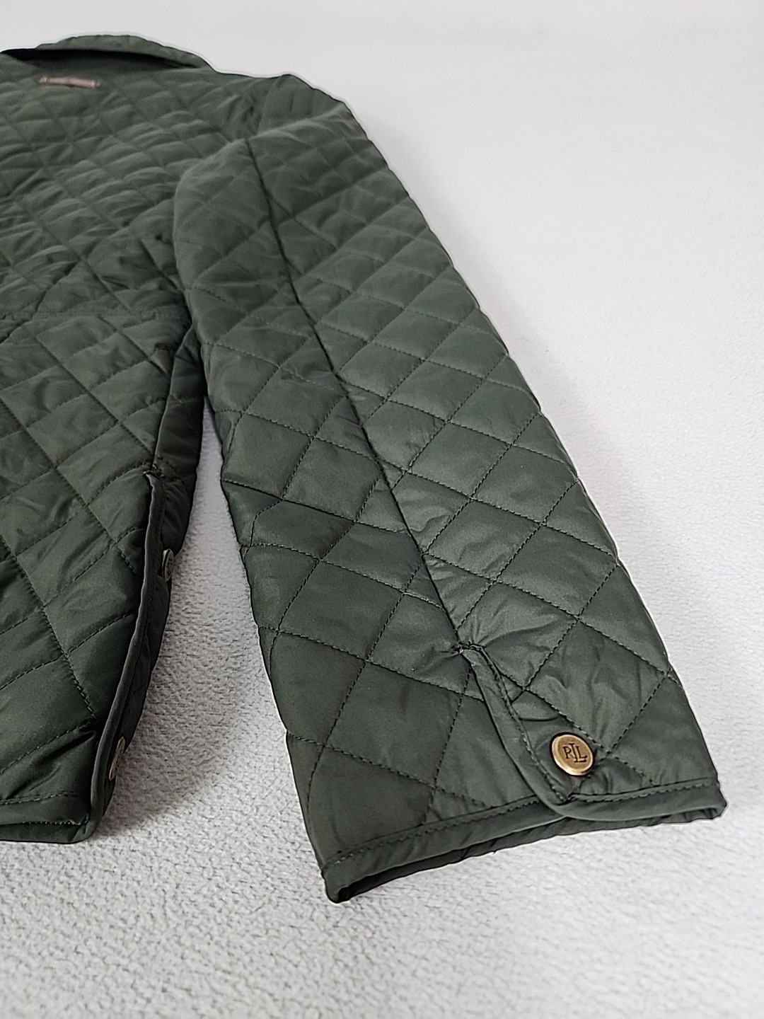Lauren Ralph Lauren Diamond Quilted Button Up Mid Jacket Women’s Large Green
