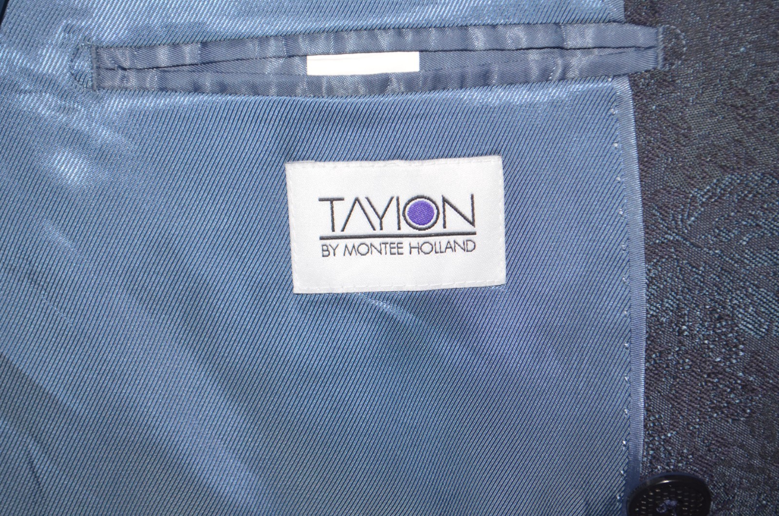 NWT TAYION Classic Fit Jacquard Double-Breasted Navy Dinner Jacket Sz 52R