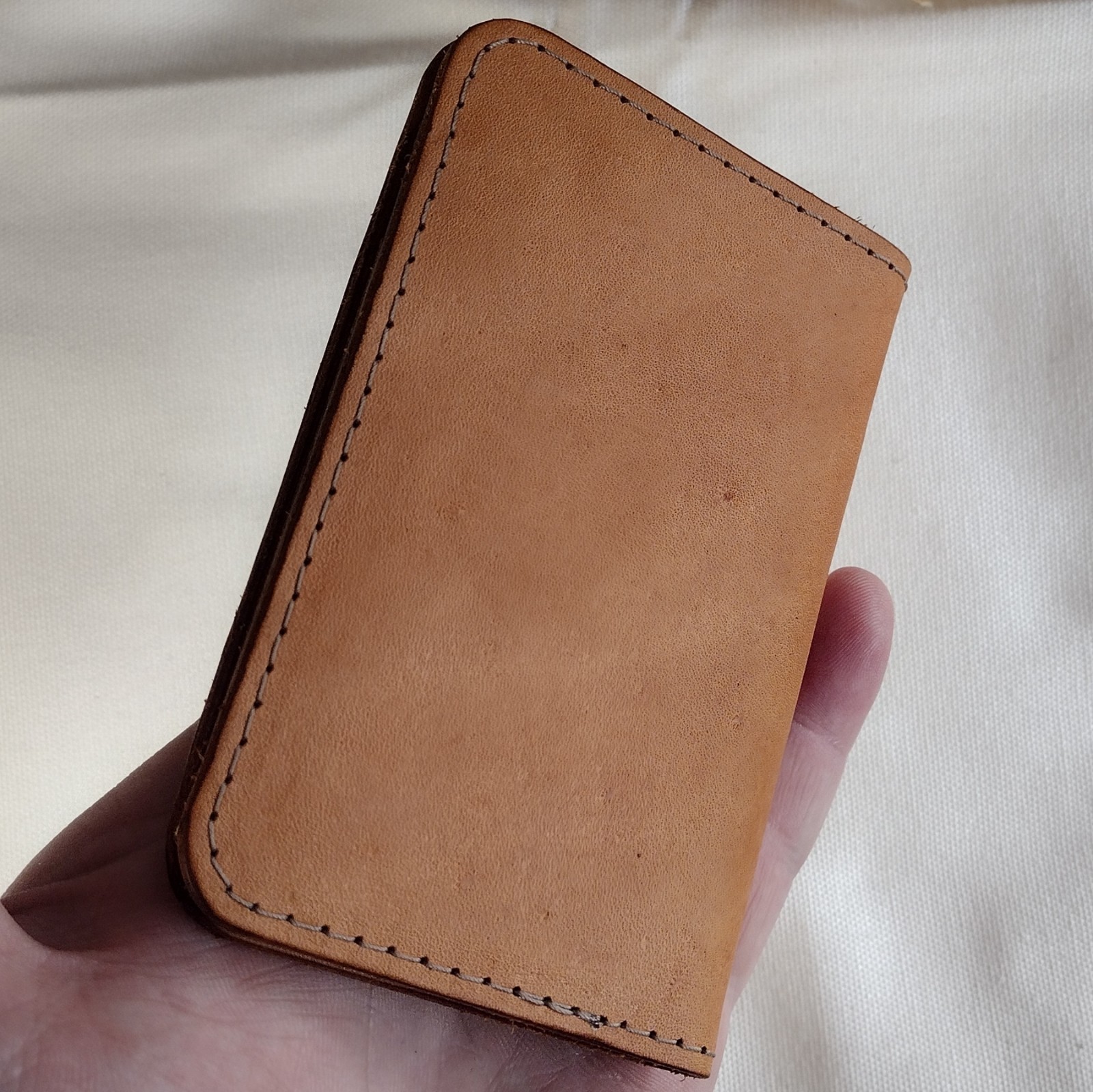 handmade 100% real leather wallet aged natural veg tan vertical bifold Deer