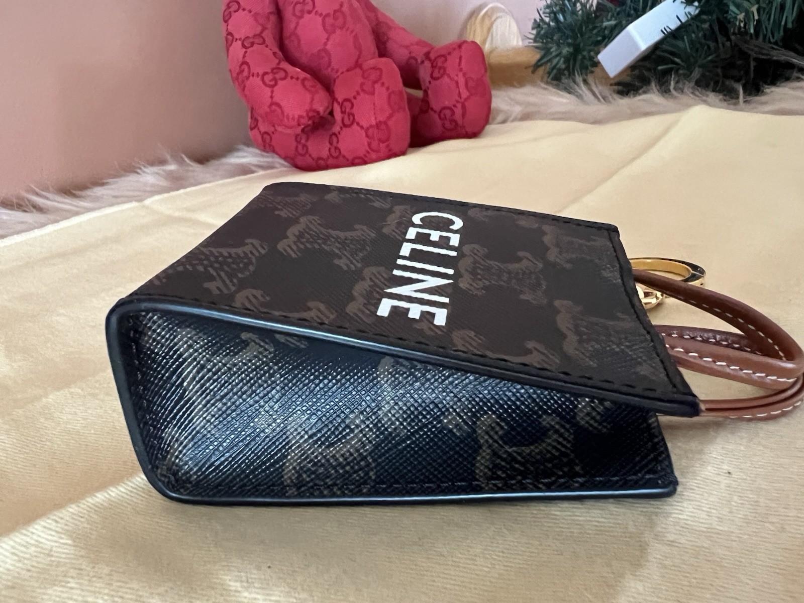 Celine Triomphe Micro Vertical Cabas Bag Charm Keychain Preloved