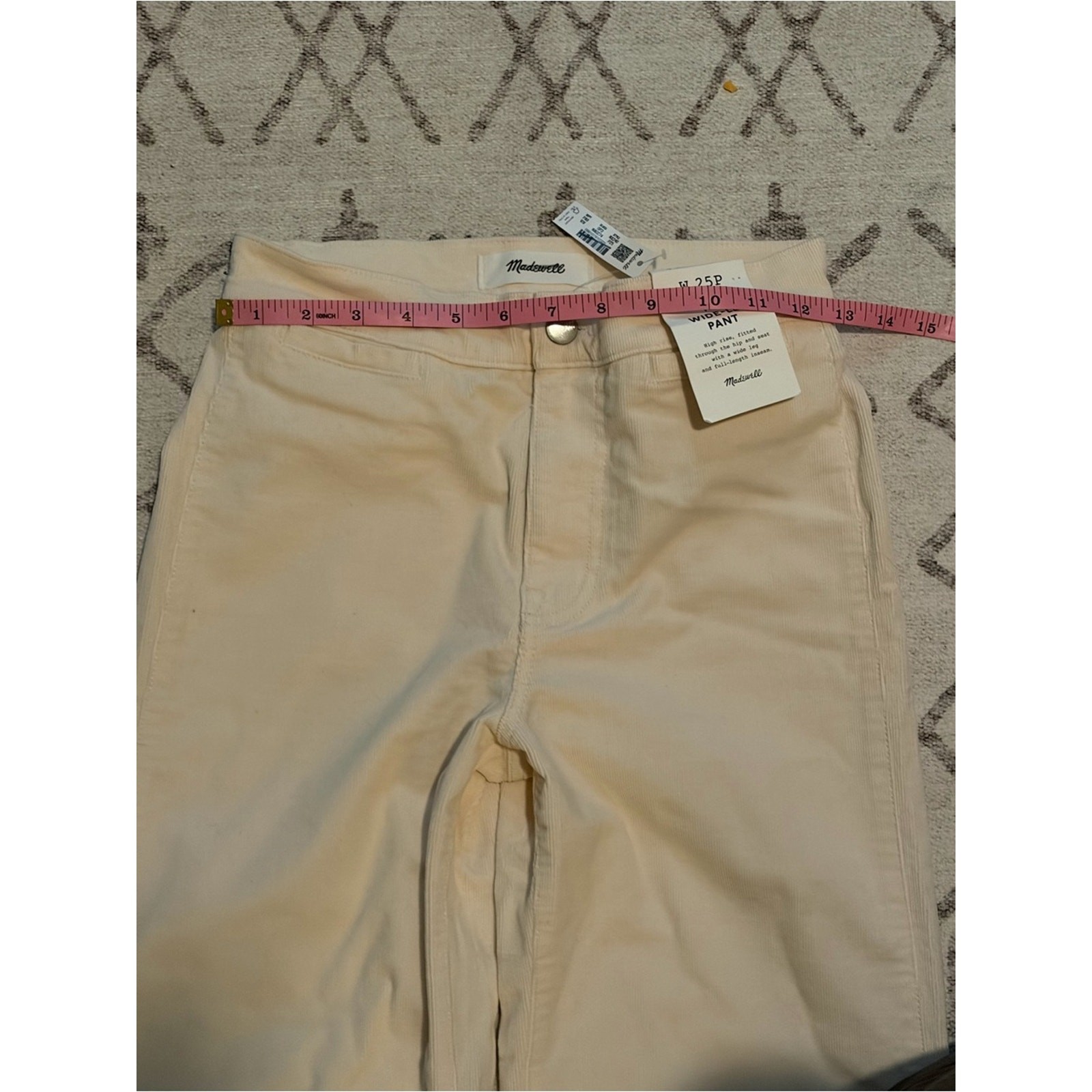 Madewell Wide Leg Corduroy Pants Vintage Ivory 25P NWT