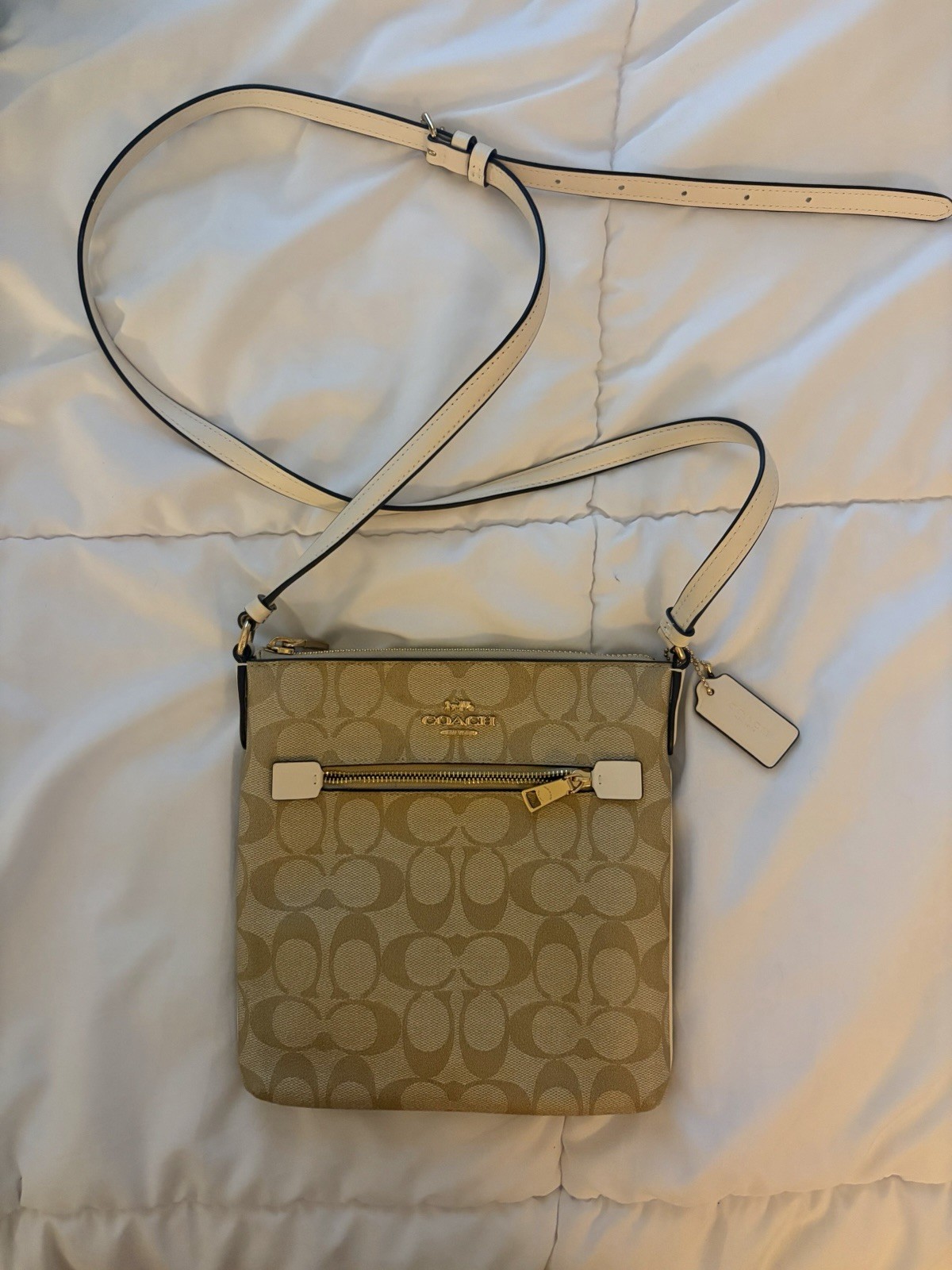 Coach Rowan File Bag in Signature Canvas (Khaki/Chalk)