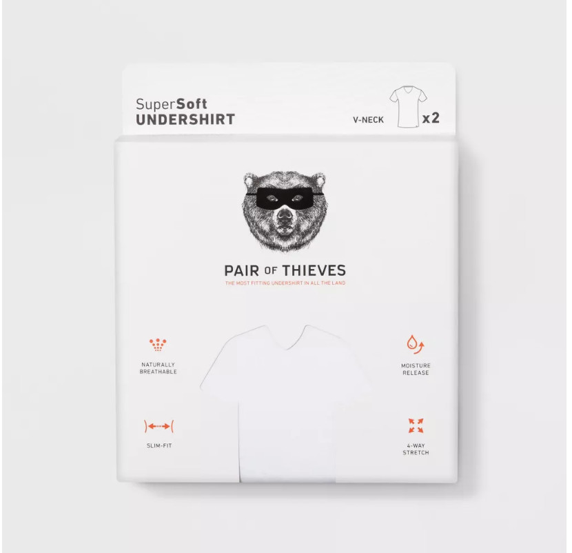 Pair of Thieves Men’s SuperSoft 2-Pack V-Neck Undershirts – White