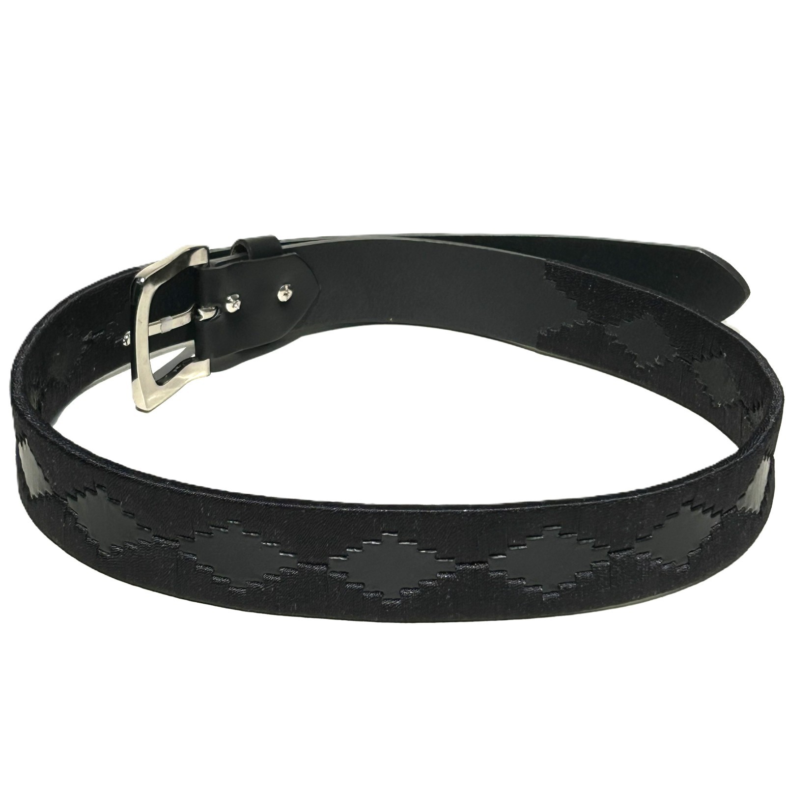 Hand Stitched Leather Polo Belt: Gaucho Style Embroidered Belt