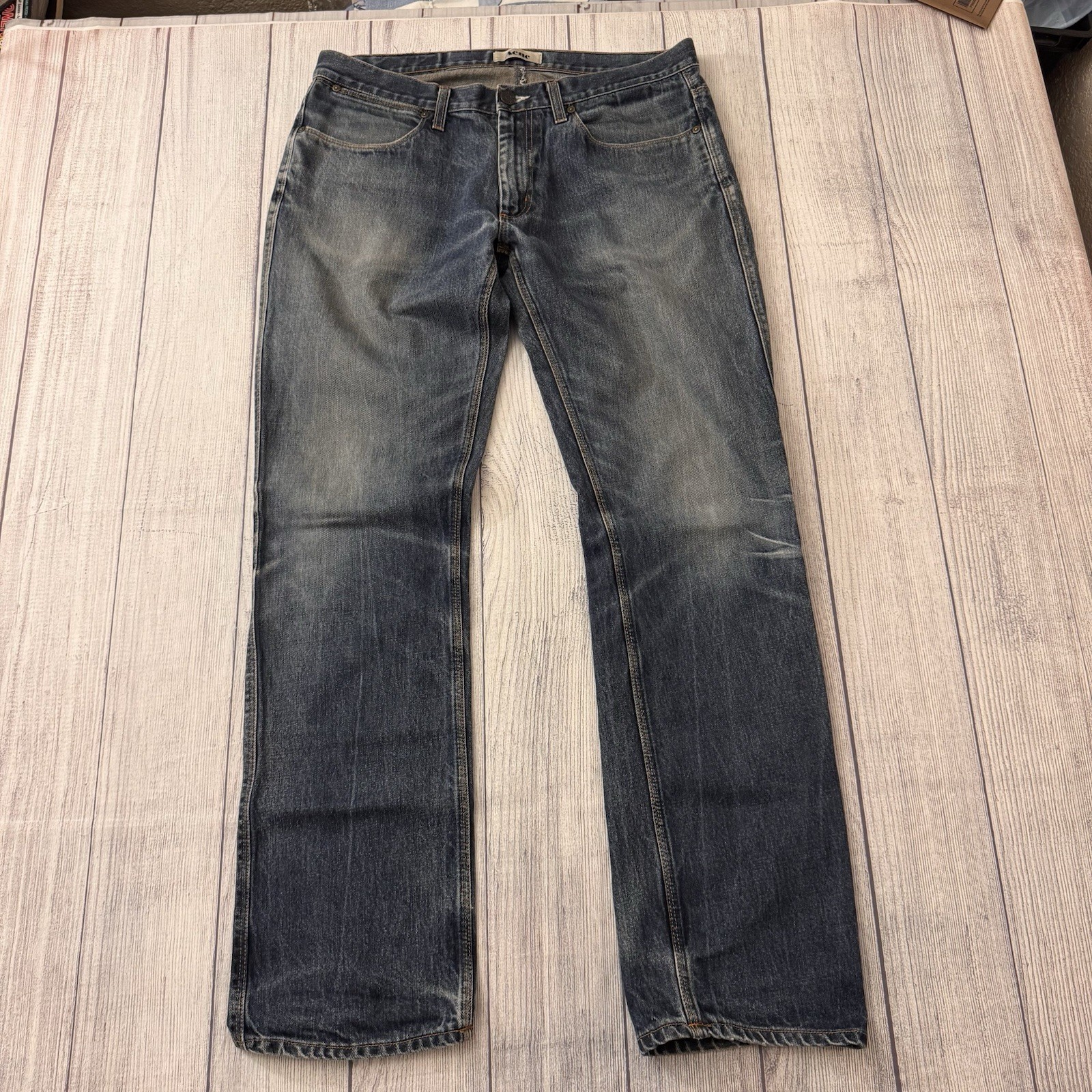 Acne Studios Max Raw Straight Leg Jeans Men 35×32 Blue Denim Made In Albania