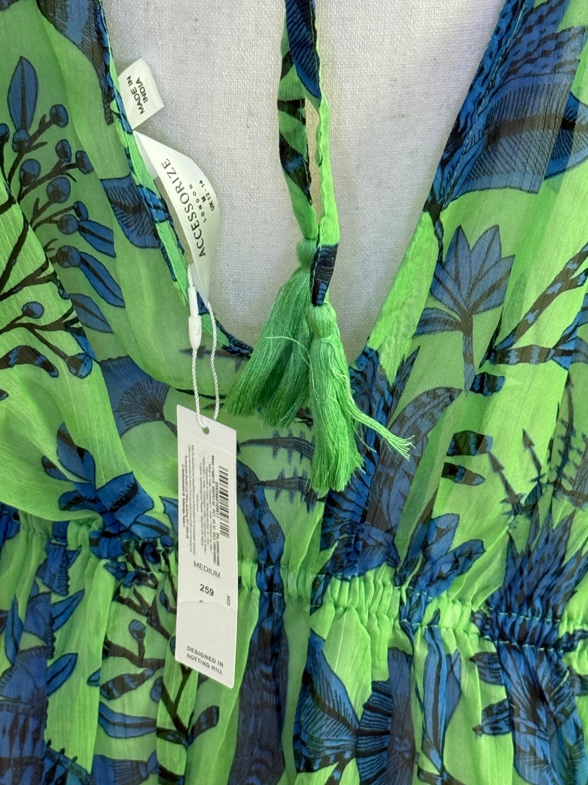 Accessorize London Green & Blue Kaftan – Size: Medium – BRAND NEW WITH TAGS!