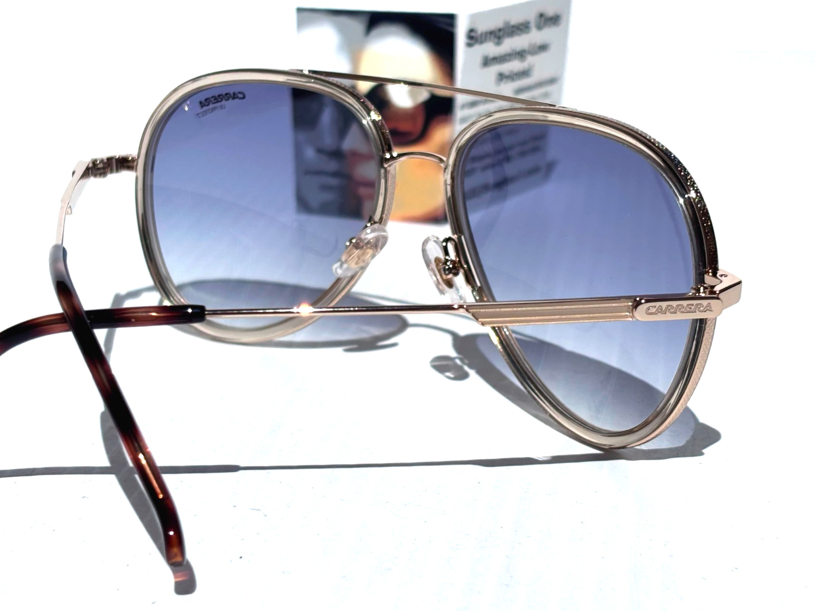 CARRERA Gold Gradient Champagne Blue Fade Lens Sunglass 1044/S HAM1V