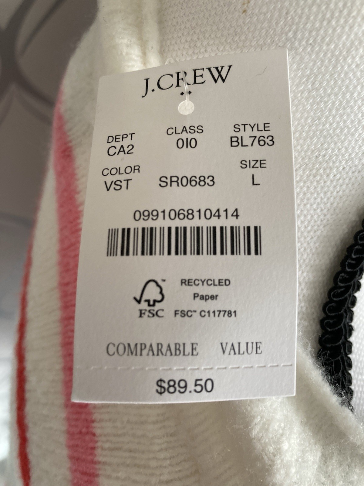 J Crew Extra Soft Striped Knit Cozy Sweater Size Large L Ivory Pink Blue NEW NWT