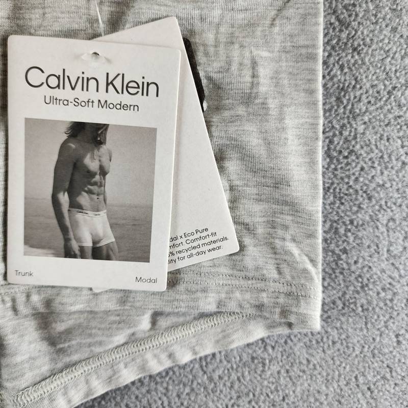 Calvin Klein Ultra Soft Modal Trunk Men’s Large Gray Heather Logo Waistband