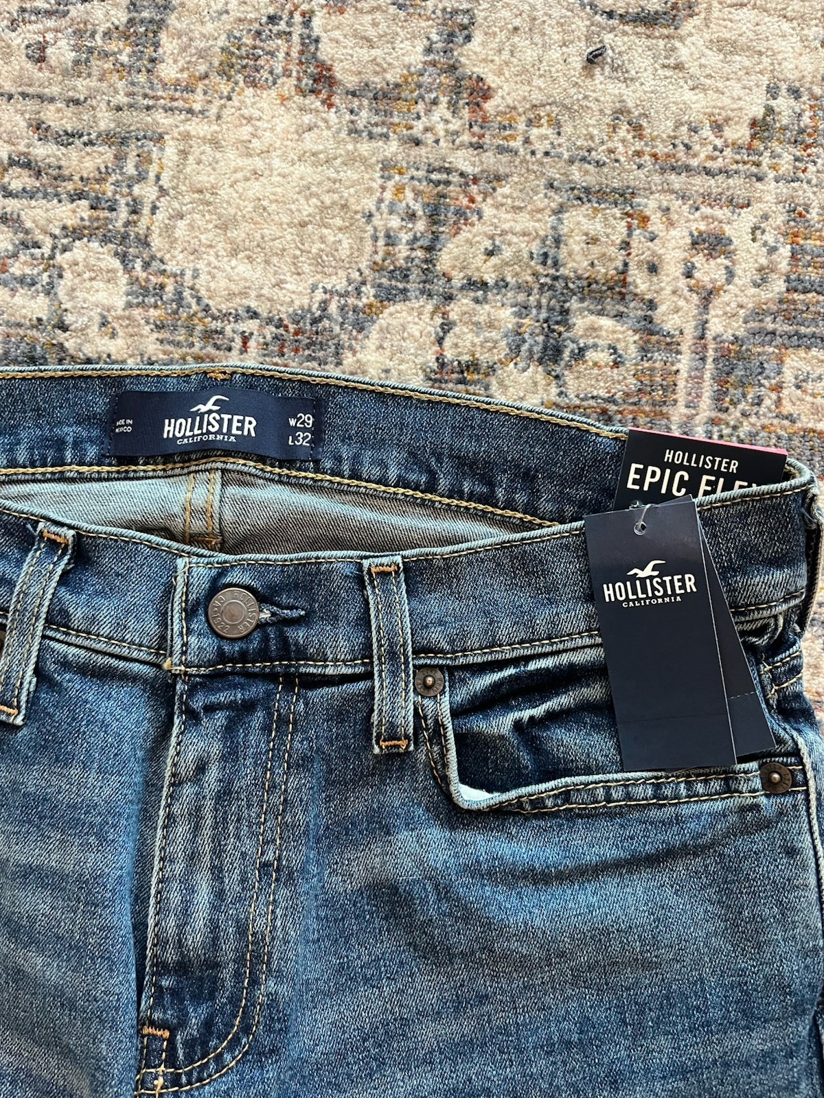 Hollister Men’s Slim Straight Jeans 29×32 Epic Flex Dark Wash Blue Denim