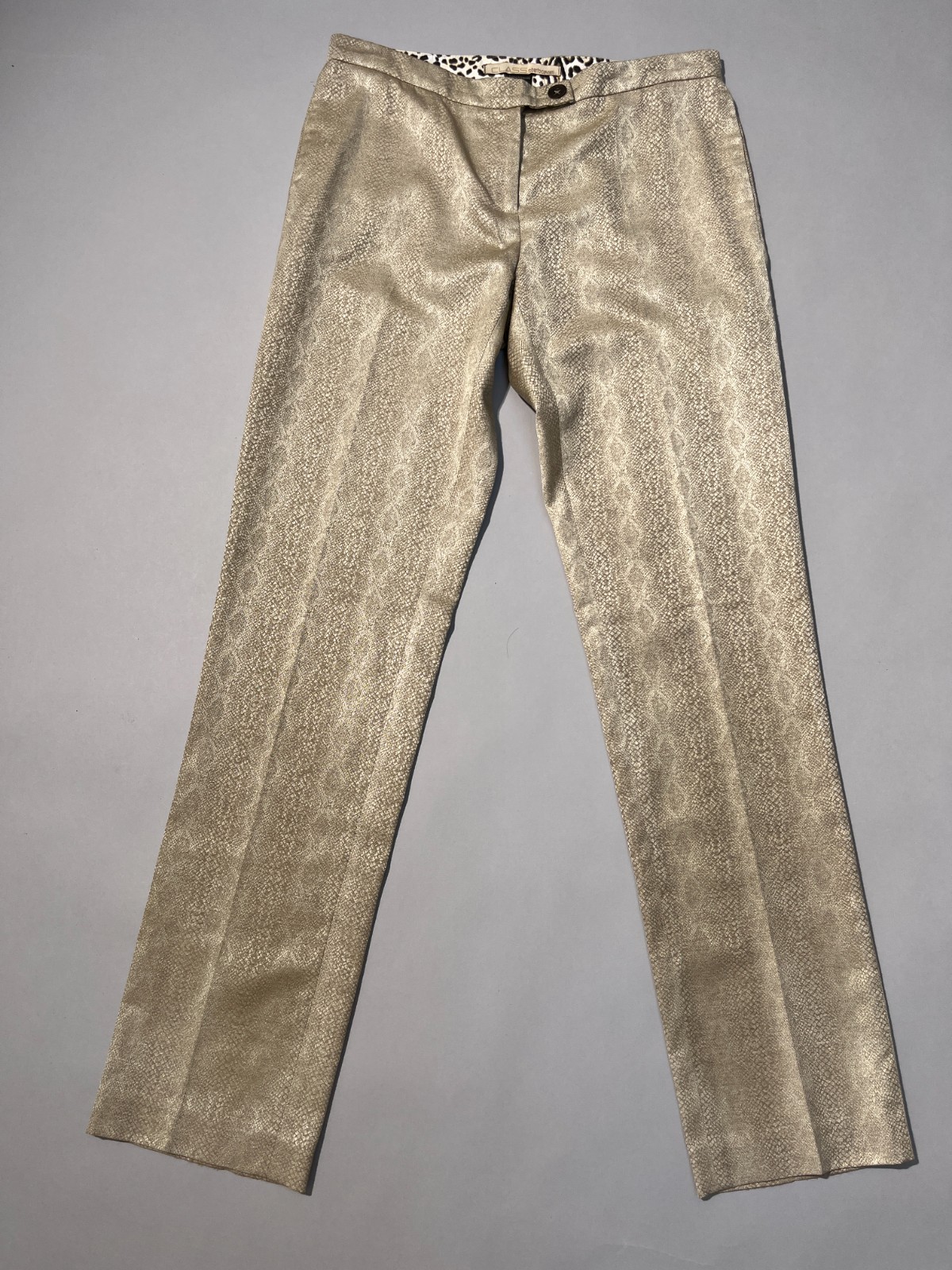 Roberto Cavalli Y2K Snake Effect Shimmer Beige Pants IT42