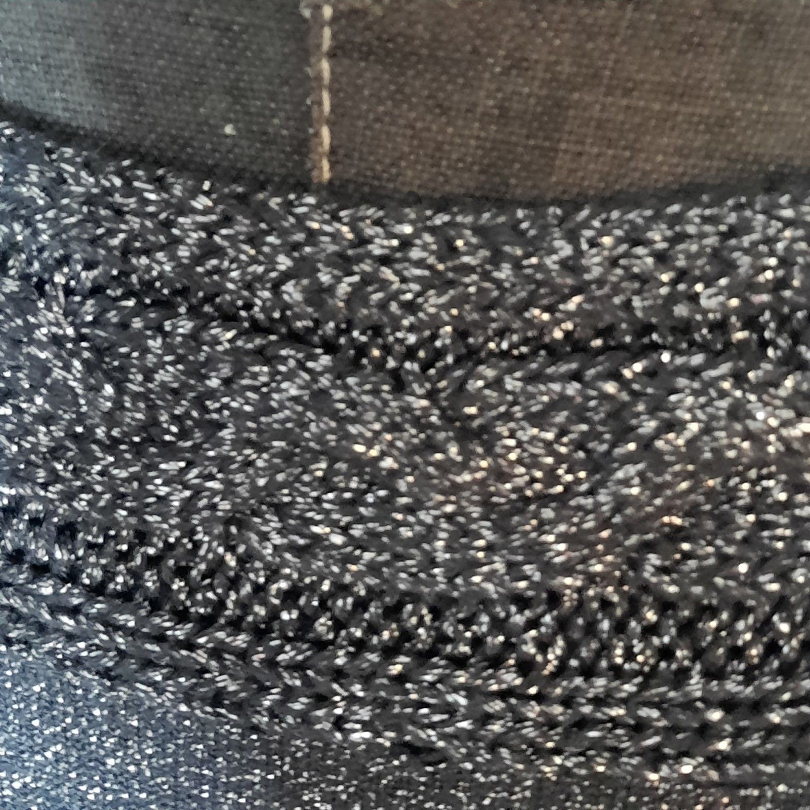 Worthington Metallic Lurex Black Silver Sparkle Knit Top Cable Yoke Detail, MED