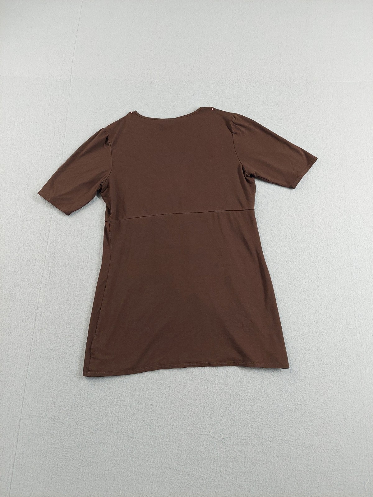 Style&Co Women Tunic Top M Brown Empire Waist Scoop Neck Short Sleeve Casual