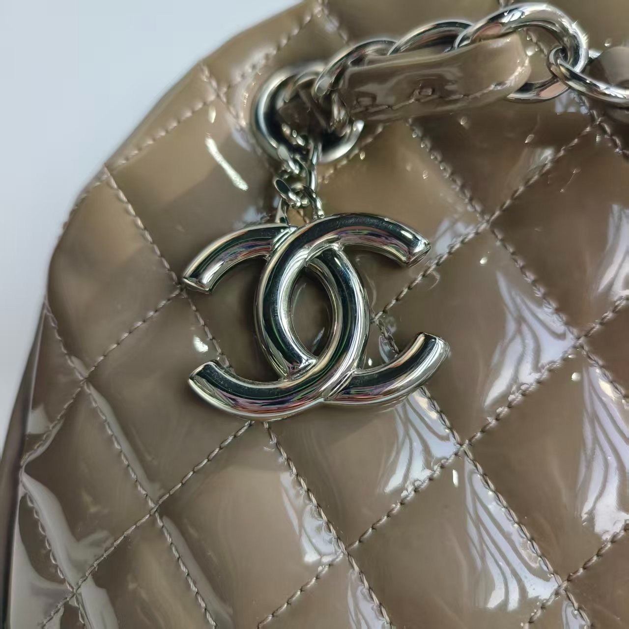 Chanel Jumbo Classic Quilted Patent Leather Shopping Tote Bag
