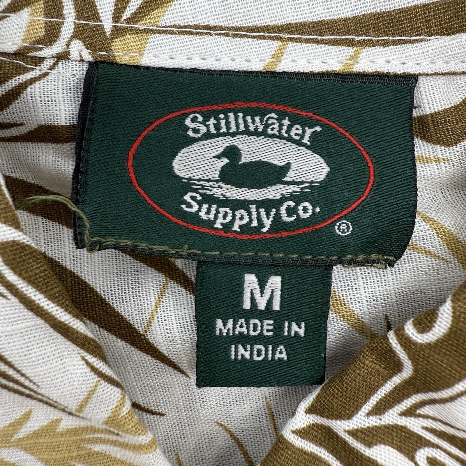 Stillwater Supply Co Shirt Mens Medium Brown Tropical Monstera Leaf Button Down