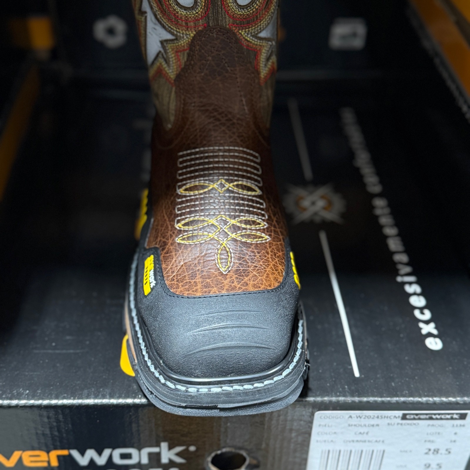 MENS STEEL TOE WORK BOOTS WITH SQUARE TOE WESTERN RANCH HEAVY DUTY CAFE BOTAS