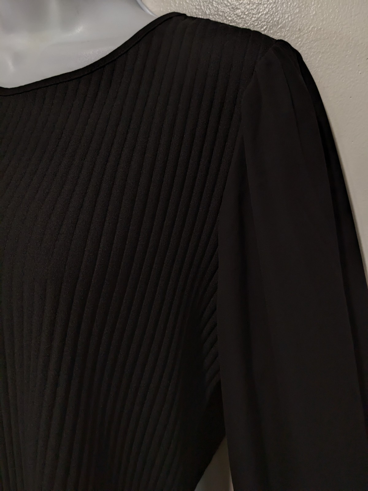 Marc New York Andrew Marc Black Ribbed Flowy Sleeve Blouse Womens L City #100L