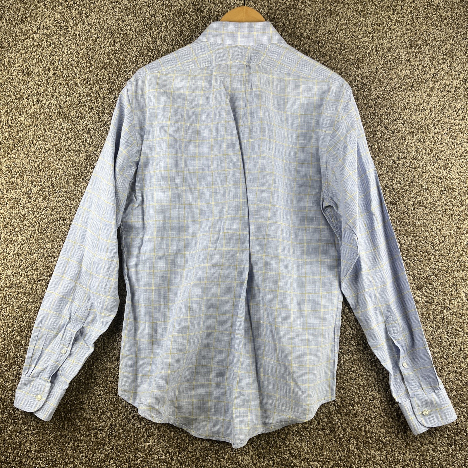Lands End Baird McNutt Irish Linen Button Up Shirt M Mens Tailored Fit 15 – 15.5