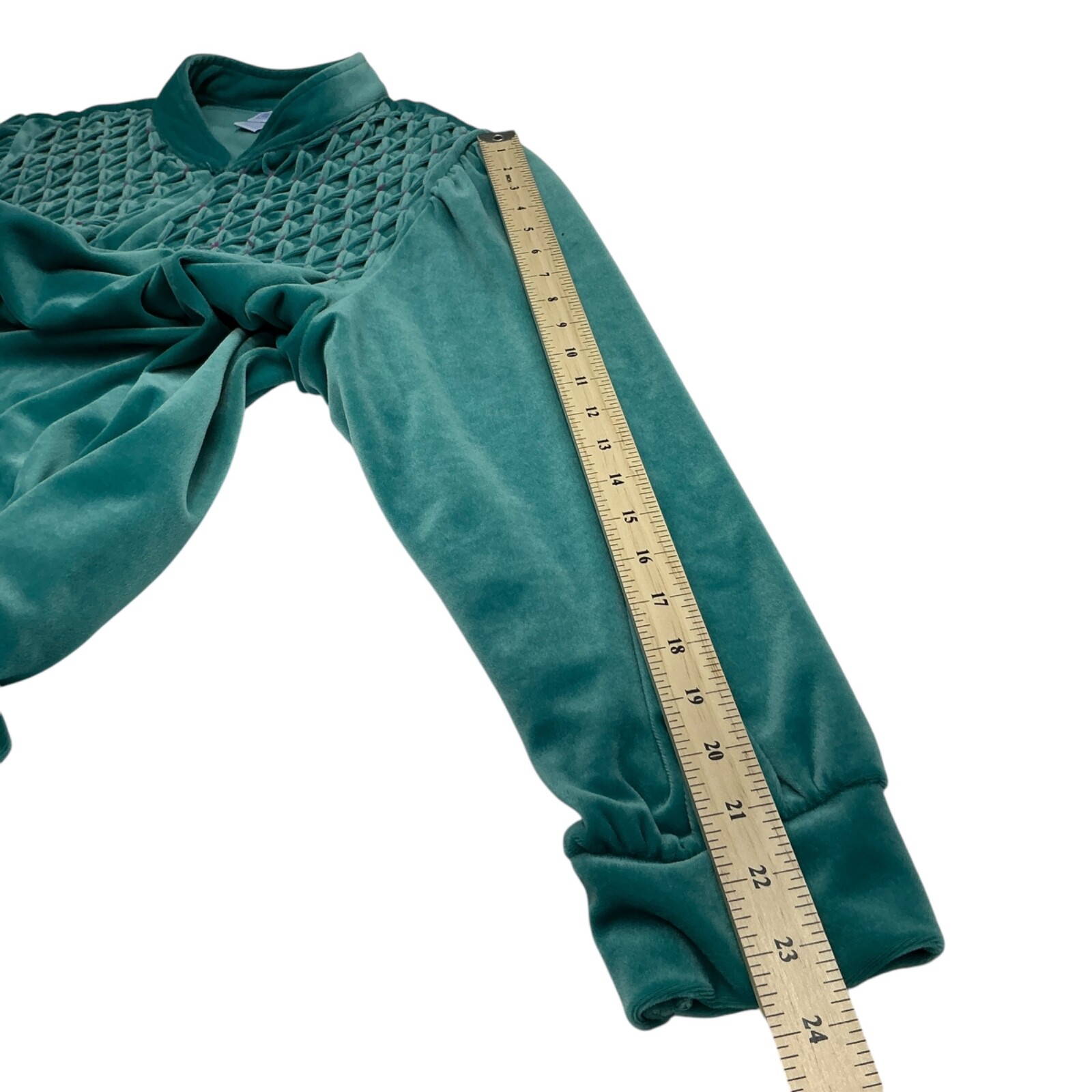 1X Lane Bryant House Coat Robe Sz 1xl Teal Green Zip Smocked Cottage 70s new Vtg