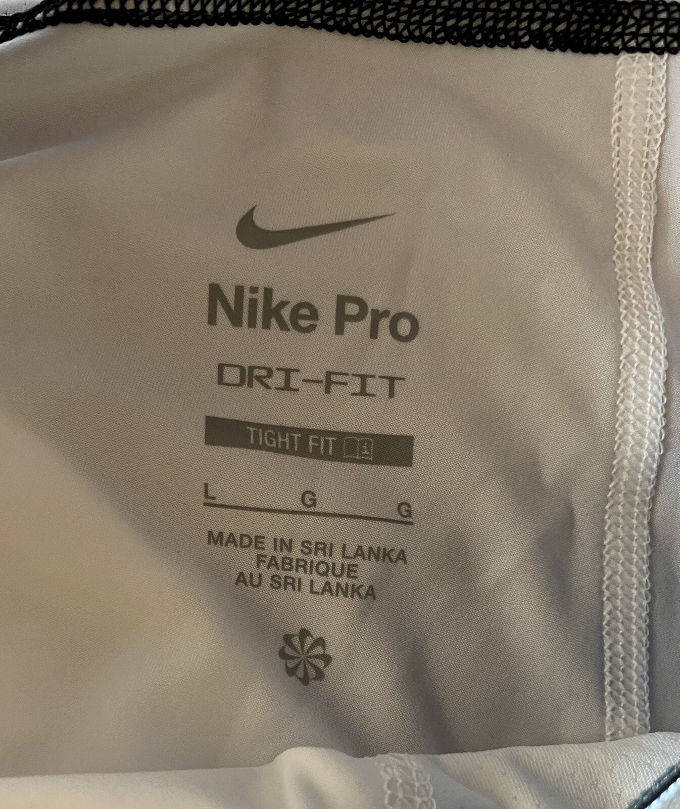 NIKE PRO Size L Men’s Tight Fit White Black Compression Training Tights NWT